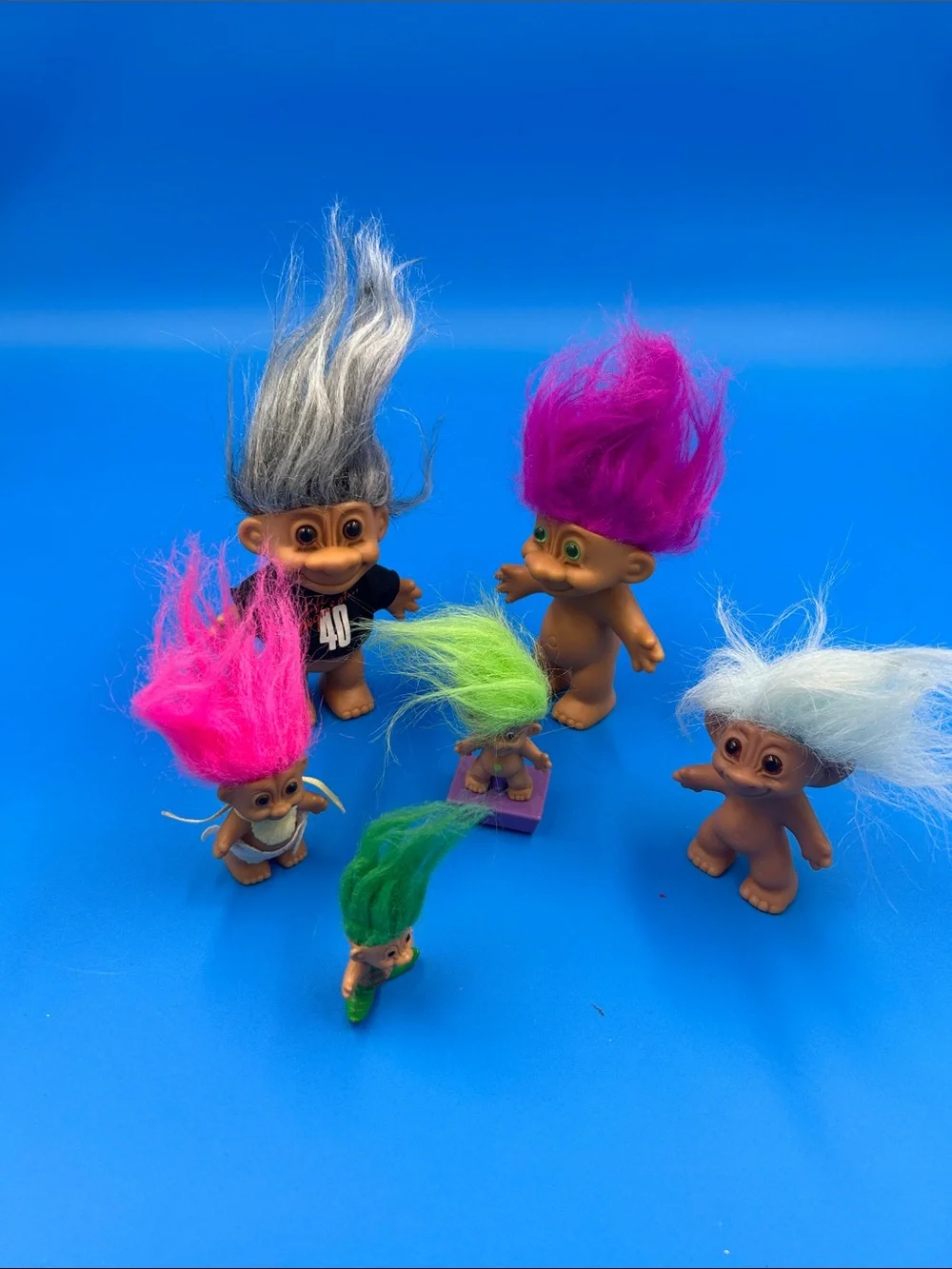 6 Classic Colorful Troll Dolls Pack - Neon Hair Trolls RUSS